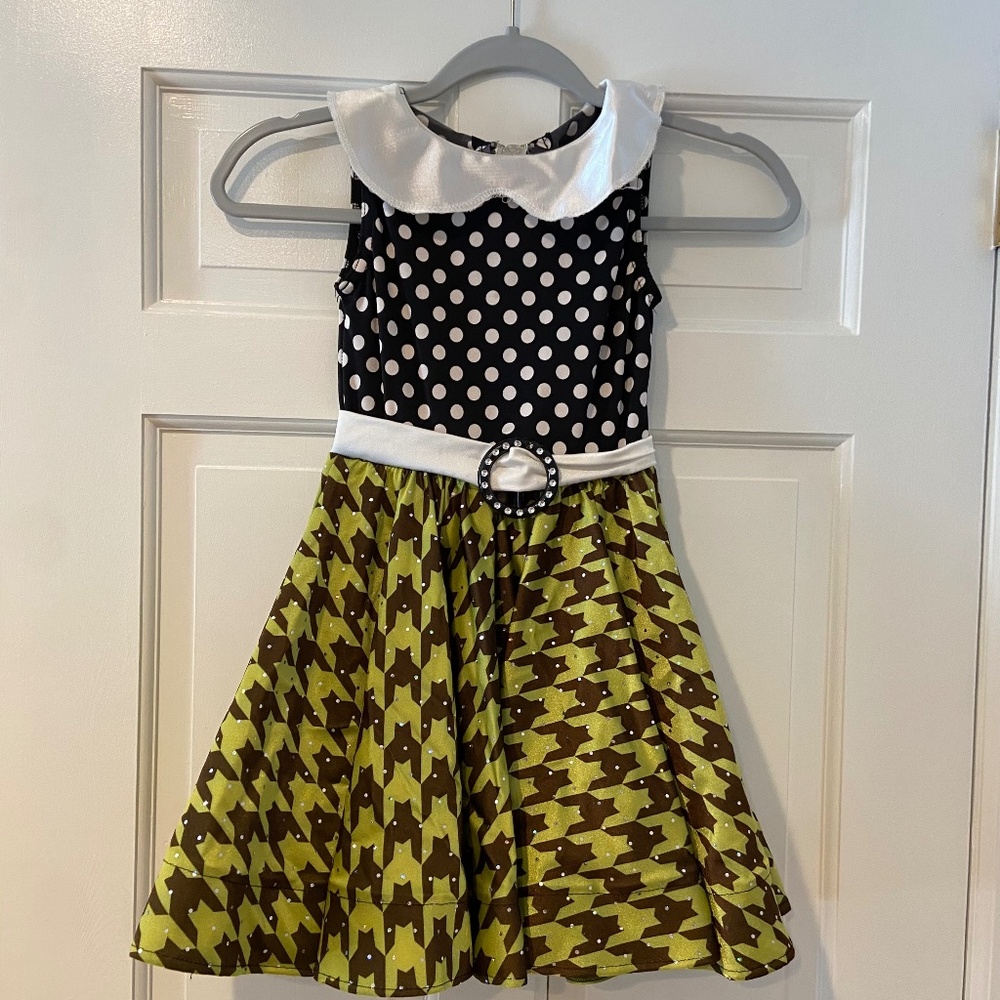 Costume Gallery Child Medium Dance Costume – Polka Dot & Green/Brown Design